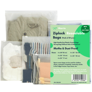 Frosted White Reusable Zip Lock Bags (Pack of 30 – Mixed Sizes)