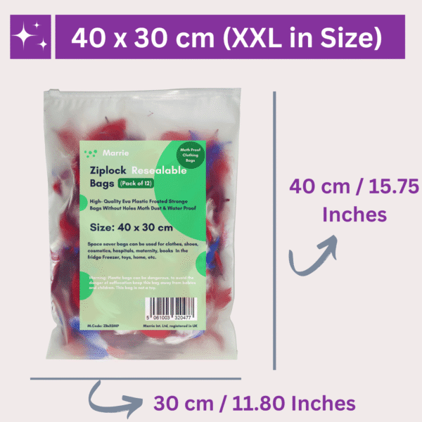 Frosted White Reusable Zip Lock XL Bags