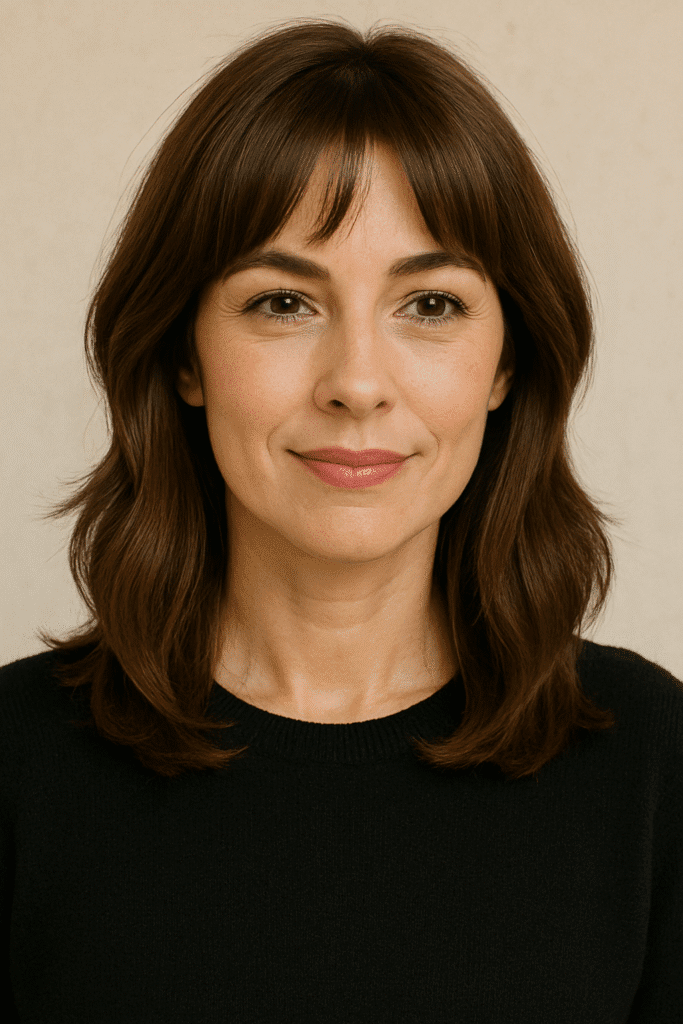Shoulder-Length Cut with Arched Bangs