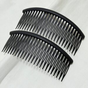 French Side Hair Combs – 11.5cm Matt Black Slides with 24 Teeth