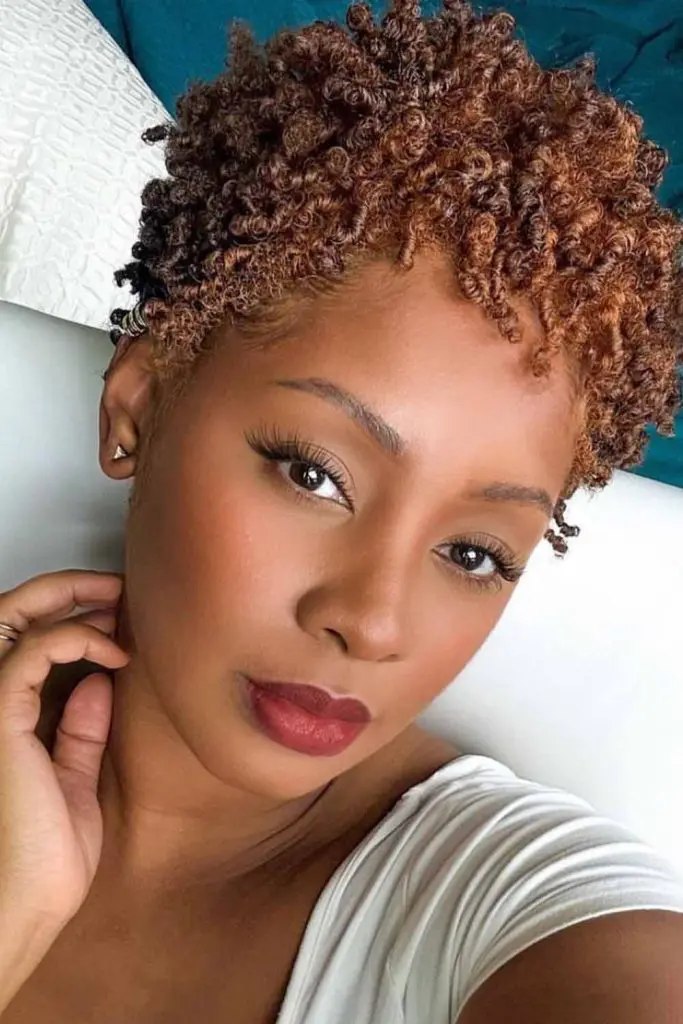 Golden Blonde Pixie with Bouncy Curls