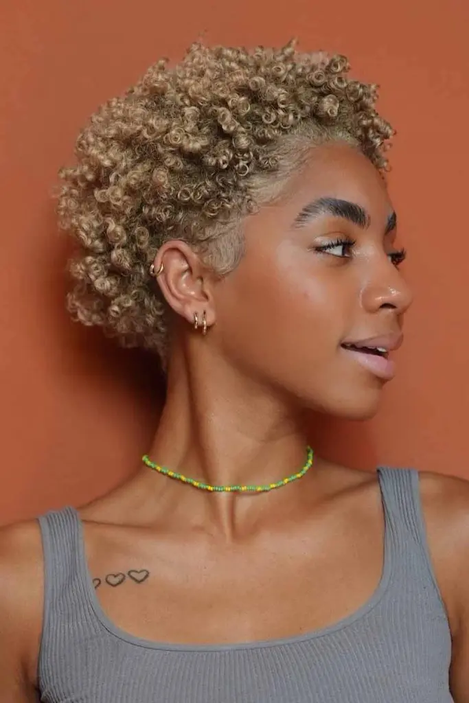 Tapered Blonde Pixie with Loose Curls