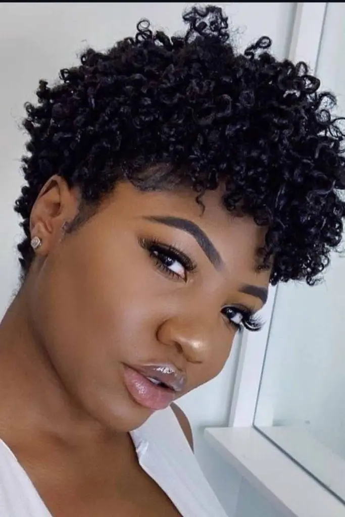 Tight Curl Pixie with Tapered Finish