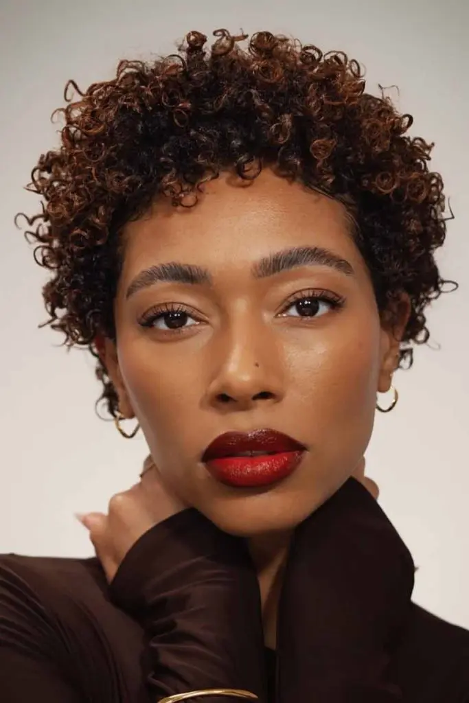 Curly Pixie With Tapered Sides