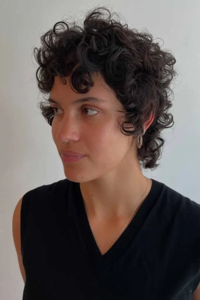 Curly Pixie With Tousled Bangs