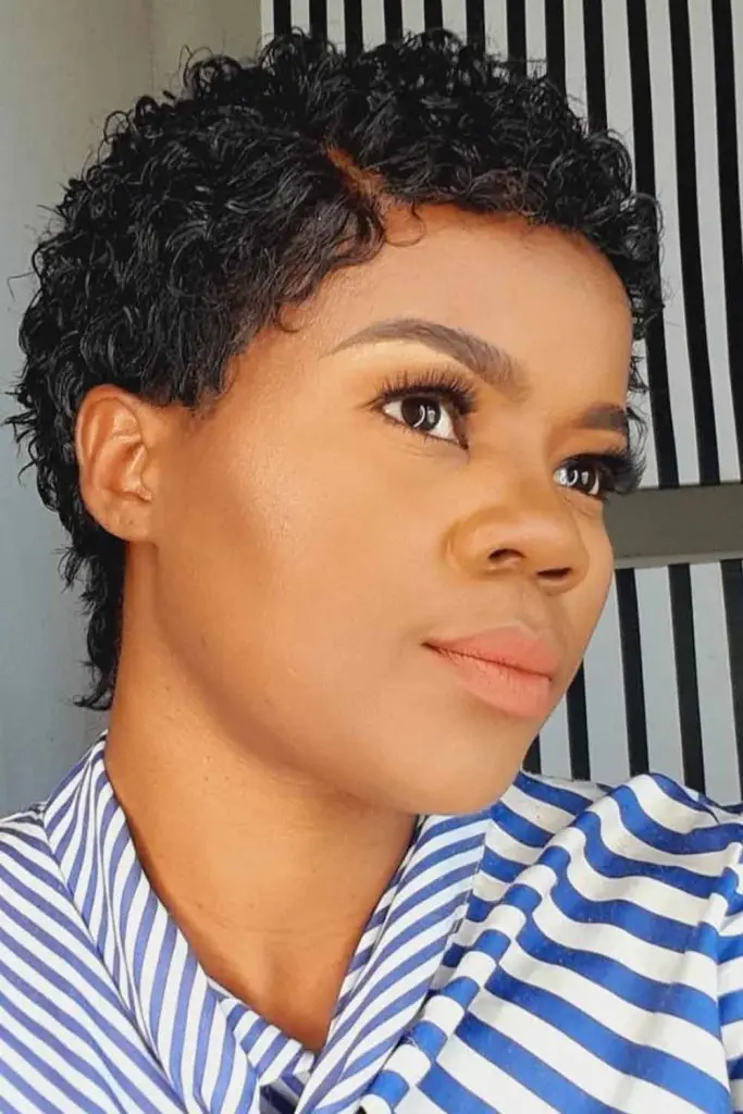 Curly Pixie With Deep Side Part